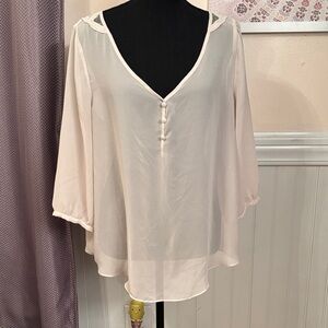 Lauren Conrad Cream Blouse with Button Detail
